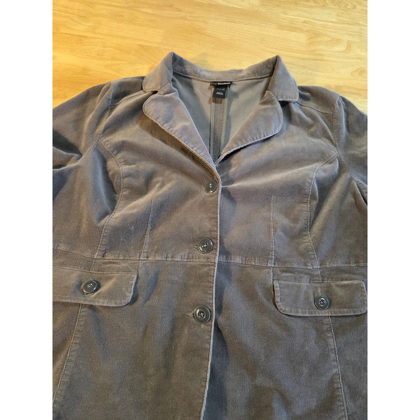 Lane Bryant 2024 w 100% cotton gray corduroy blazer coat pockets tailored