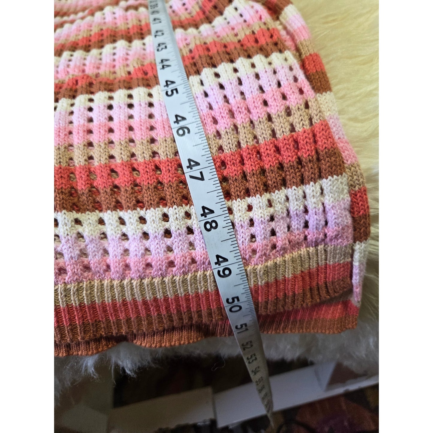 C & C California Neapolitan Crocheted Striped Pastel lined beach cover dress