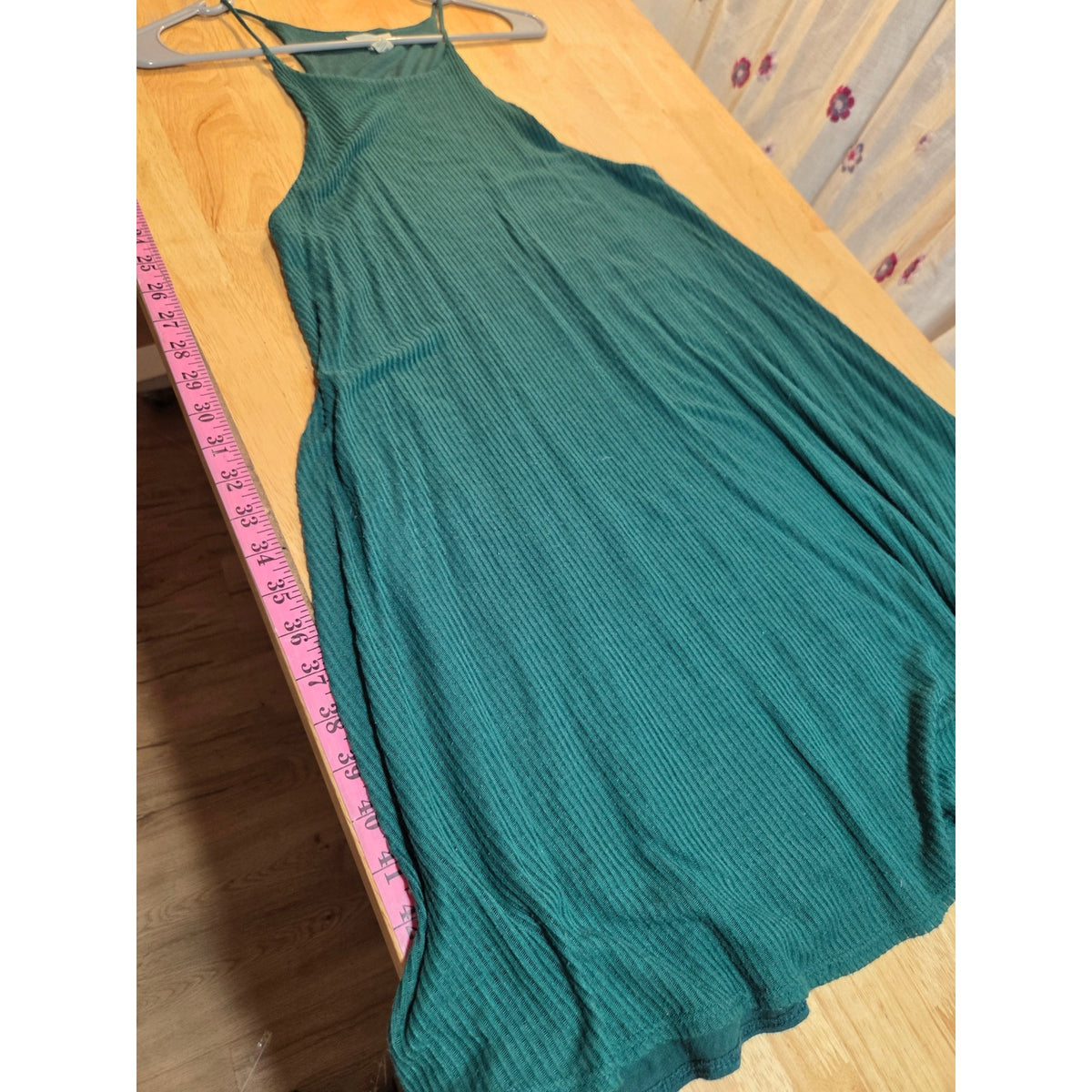 Silence + Noise emerald green sleeveless A-line jersey knit ribbed dress medium