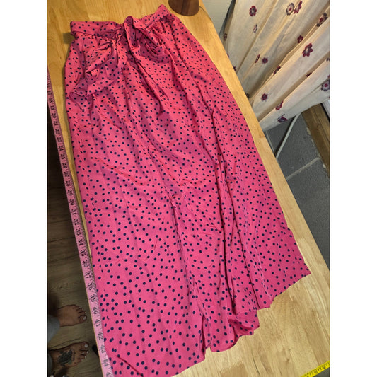 J Peterman Pink & Navy polka dot Maxi skirt size 6