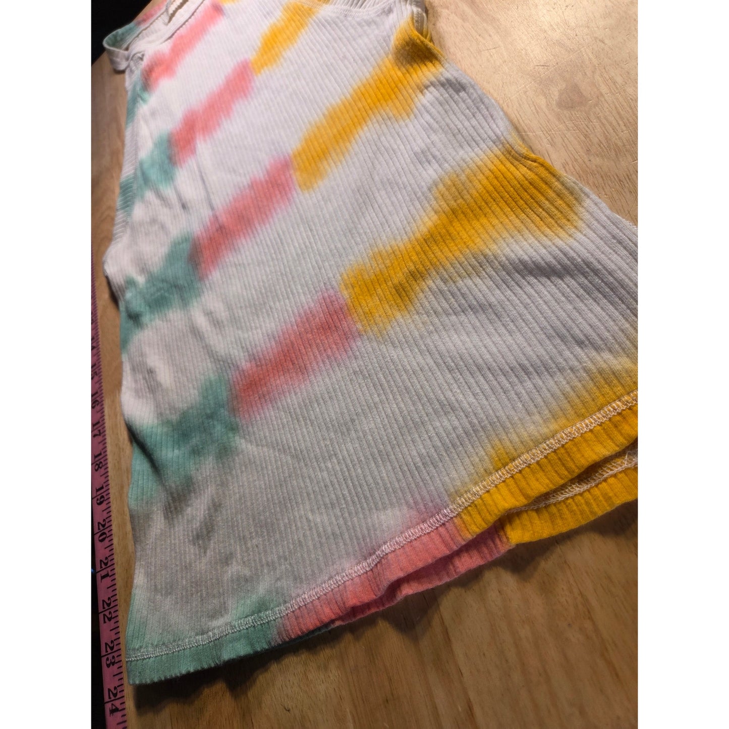 Free People Rainbow Tie Dye Strip Ribbed Knit Jersey Tank Top 12"p2p L