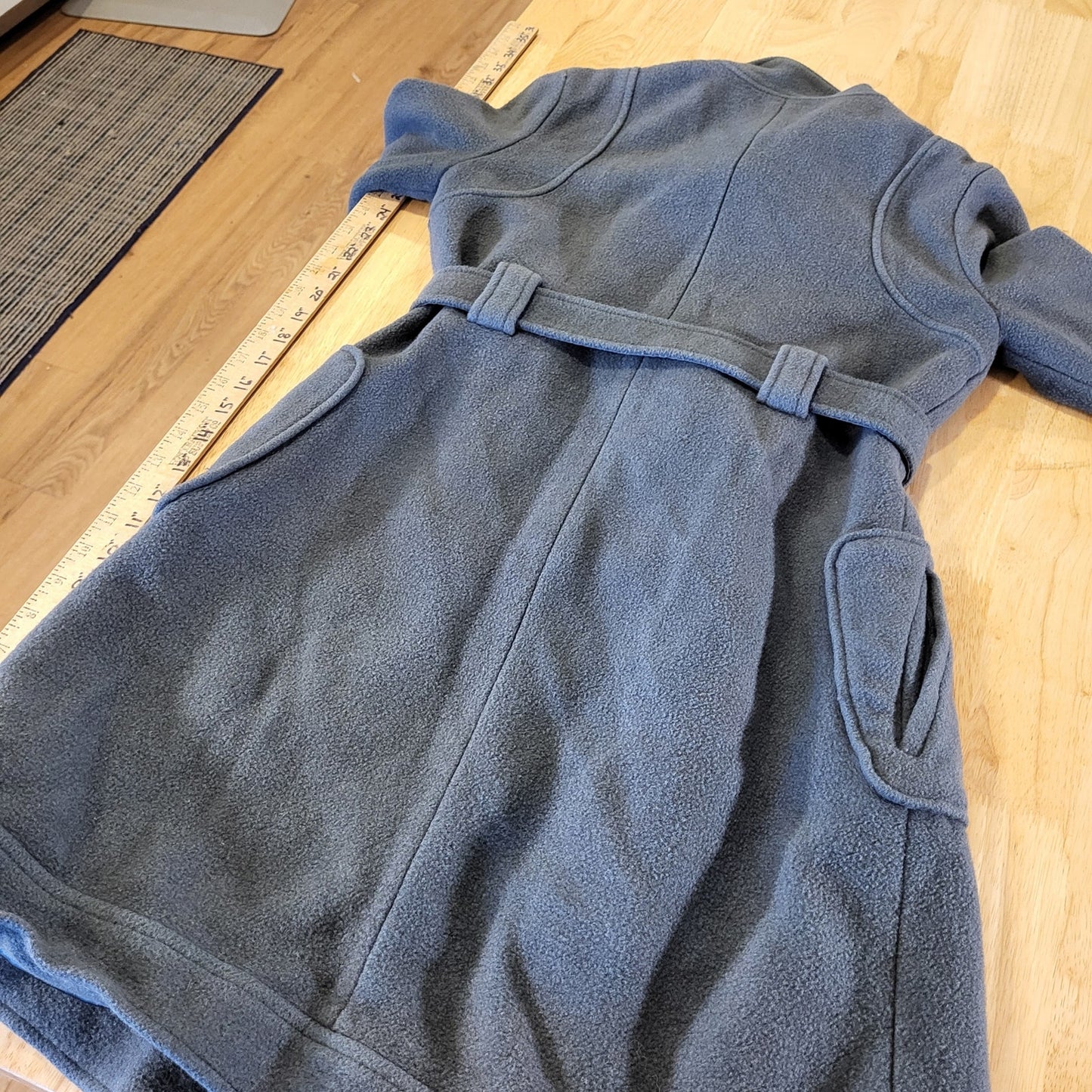 B.B. Dakota Wool Blend Mid Length Fleece Gray Pocket Epaulette (See belt wear)