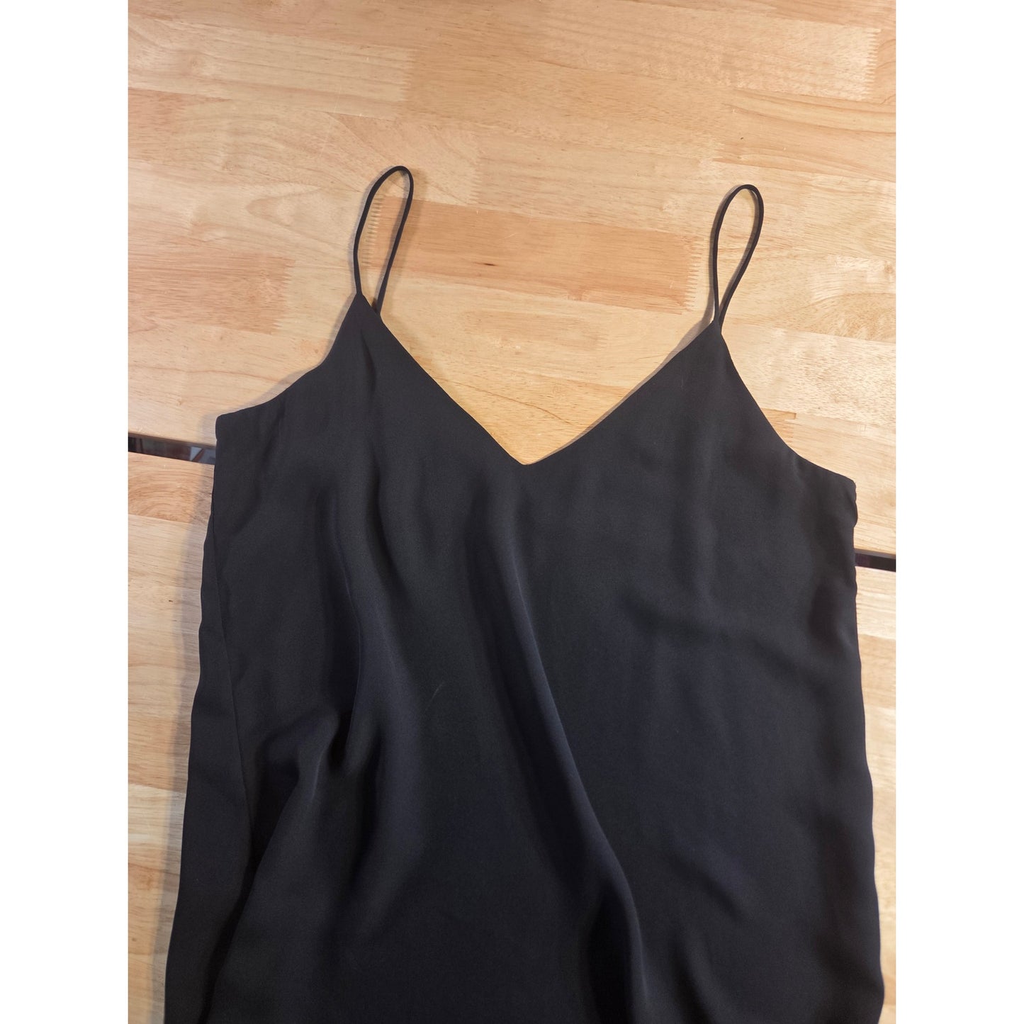 Forever 21 Black Spaghetti Strap Slip Dress Lace Hem Size Small Polyester