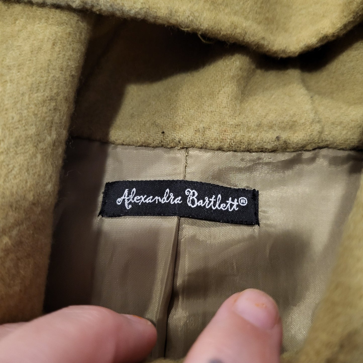 Alexandra Bartlett Green Wool Hooded Zip Size Medium Pockets 19" P2P