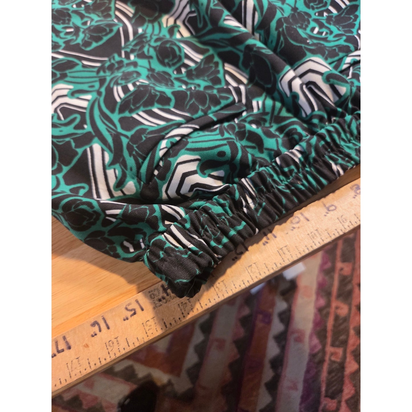 J. Crew Green Black White Abstract Tuxedo Pants Side Piping Size 6 Polyester