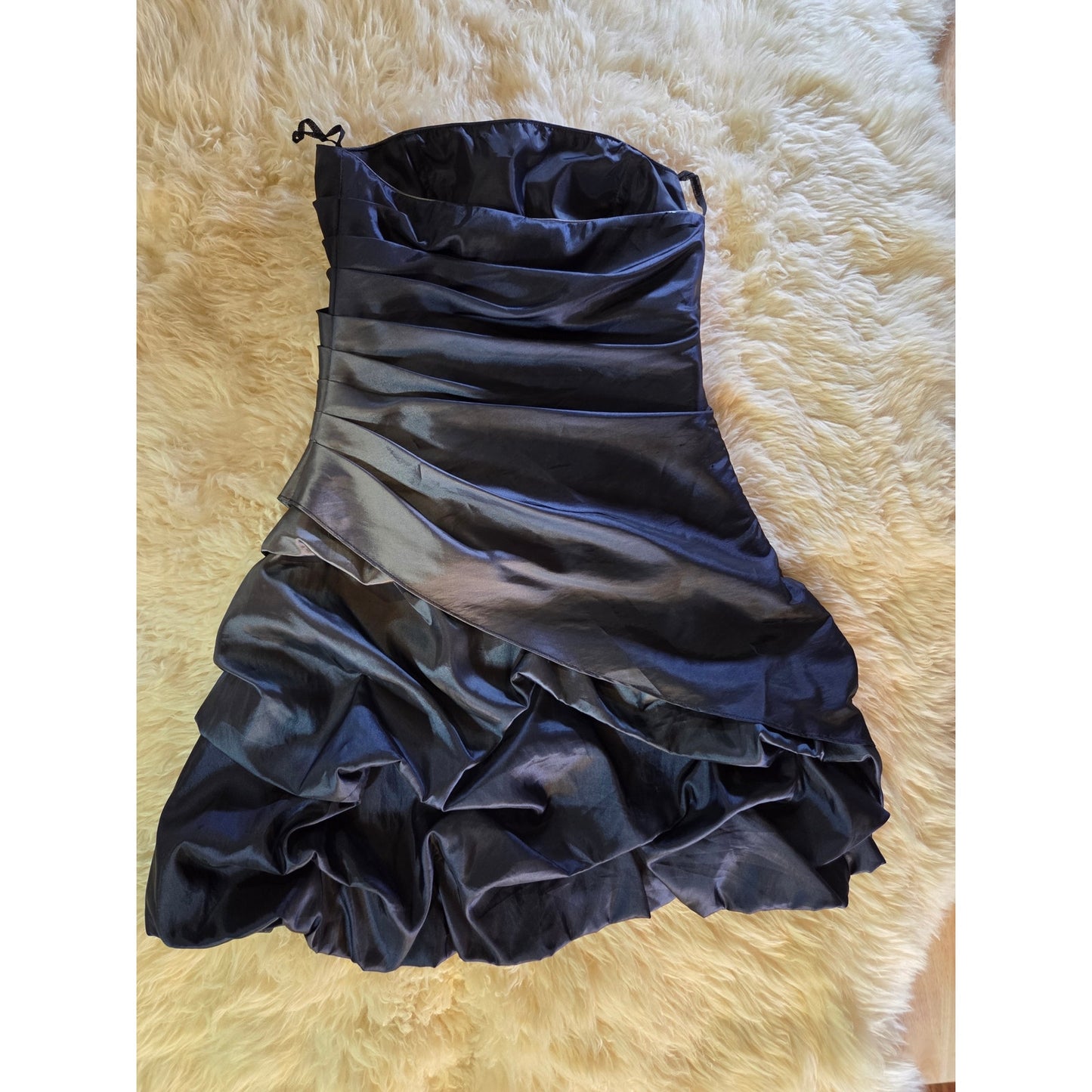 Onyx Nite blue metallic ombre gathered sleeveless tube dress Mini size 12