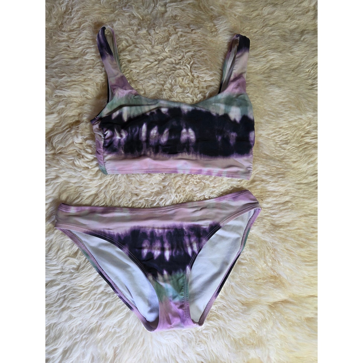 Truecraft Tie Dyed Bikini Purple Turquoise Small