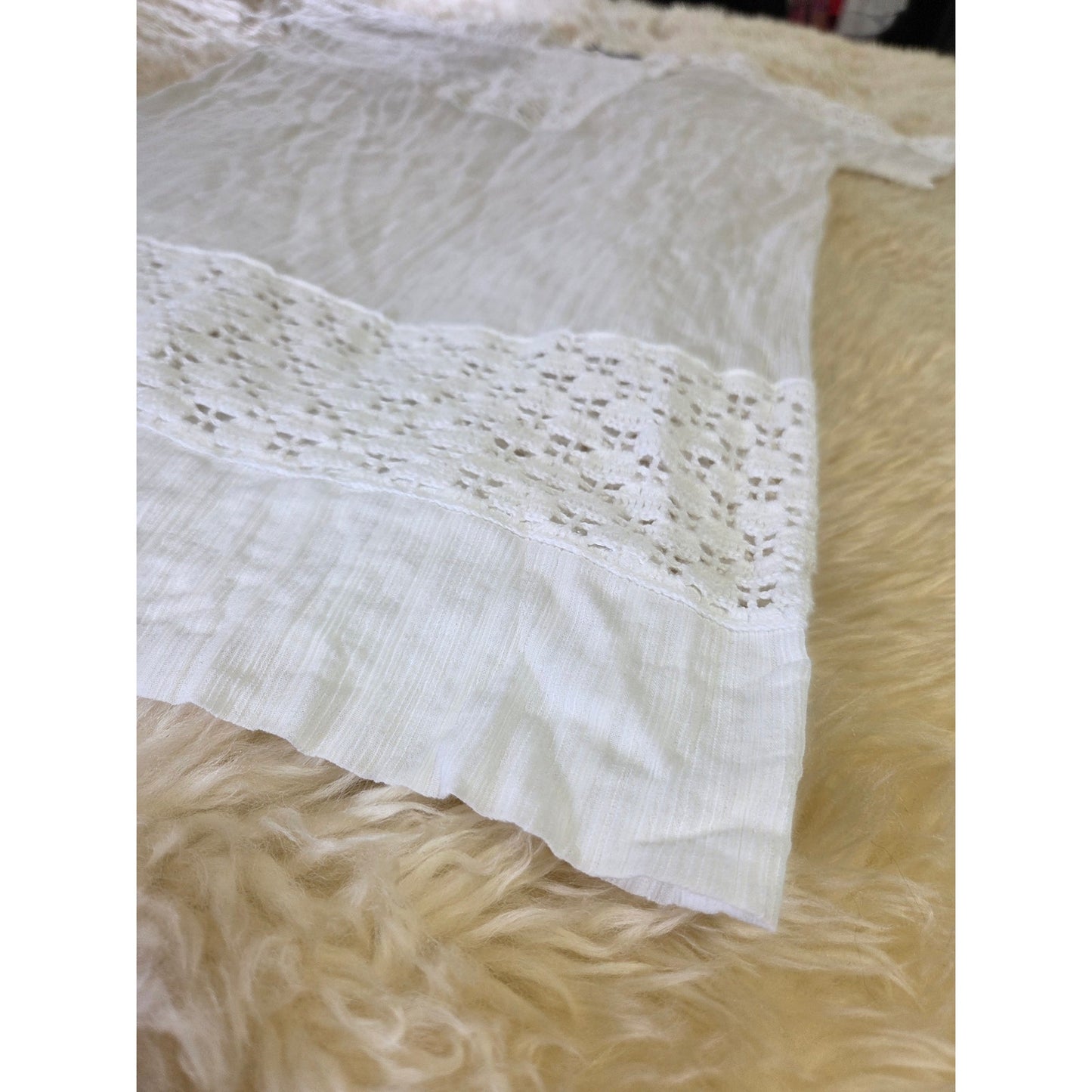 BCBG Max Azria white cotton eyelet short sleeve Tunis dress top short sleeve