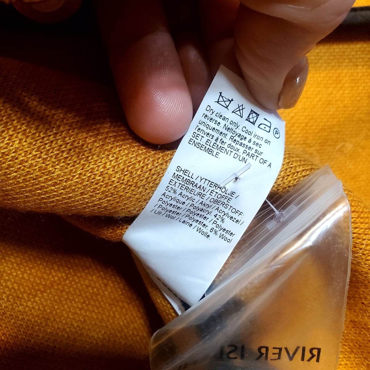 River Island Mustard Yellow Wool Blend Pea Coat Black Buttons Medium