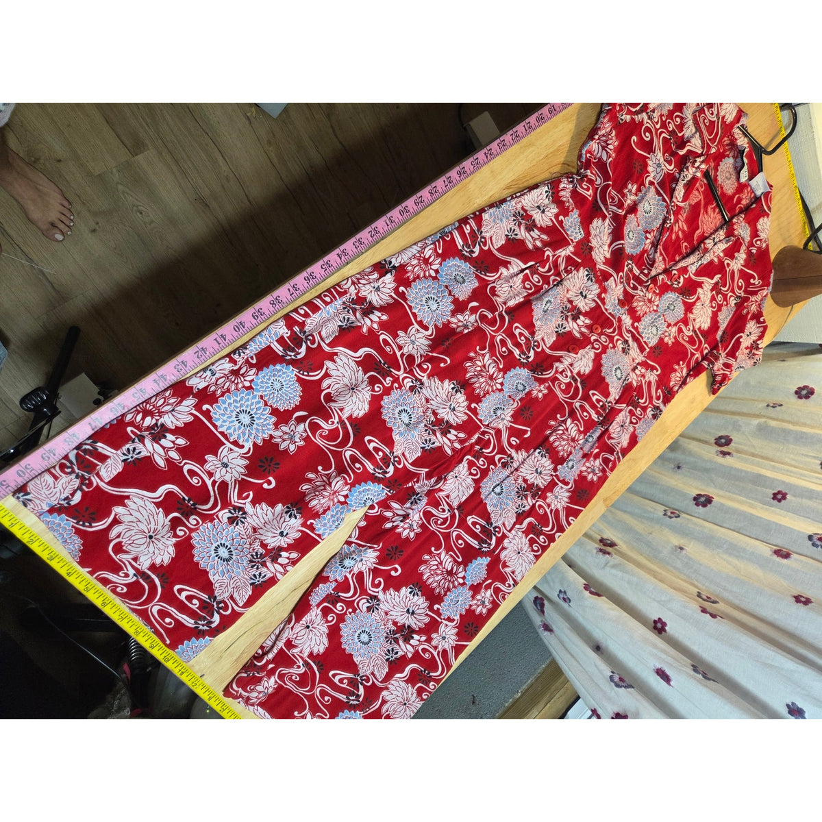 Bedford Fair petite large red floral print short sleeve collared button jumpsuit