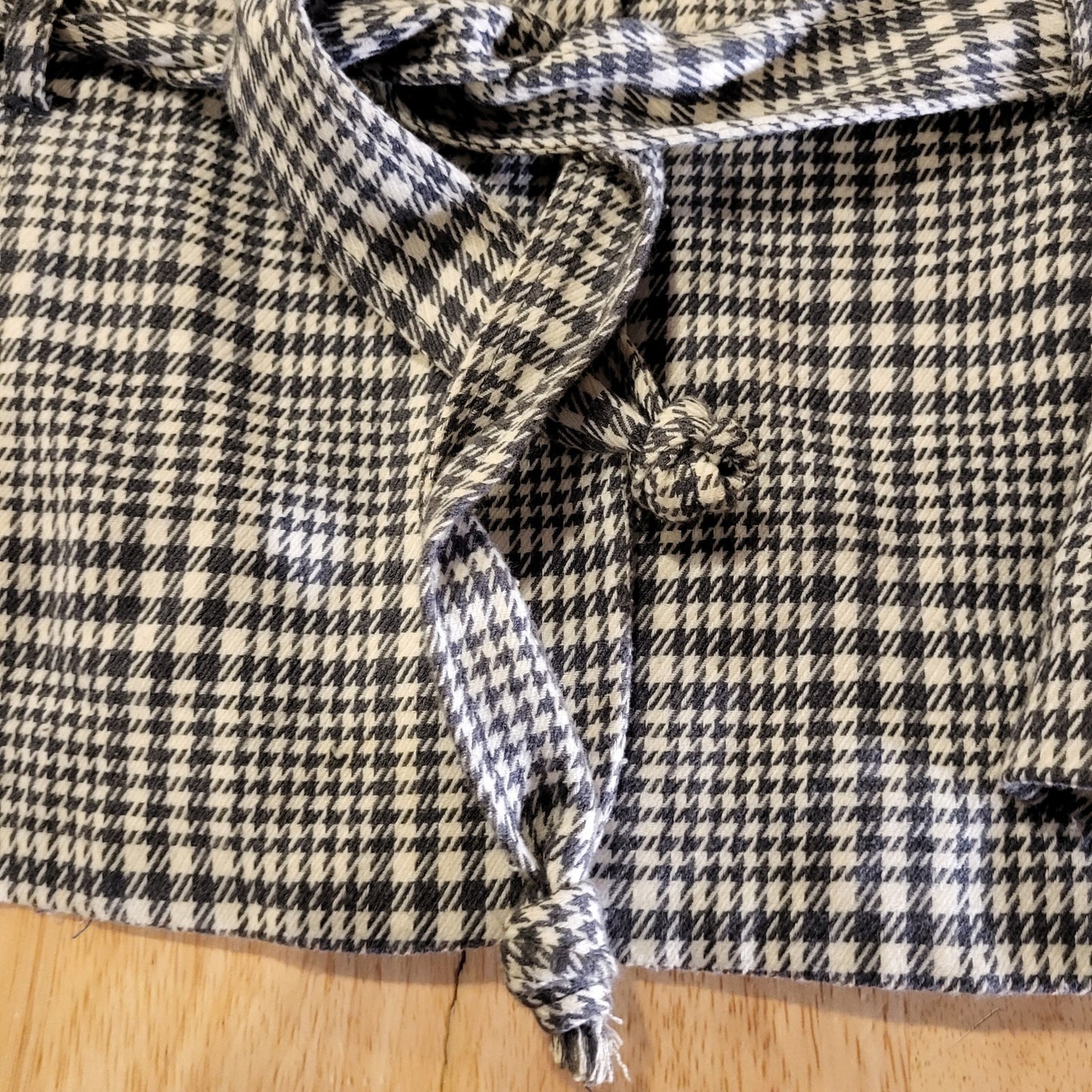 Lifestyle Attitude by Larry Levine Houndstooth Mandarin Collar Rayon Belted Coat
