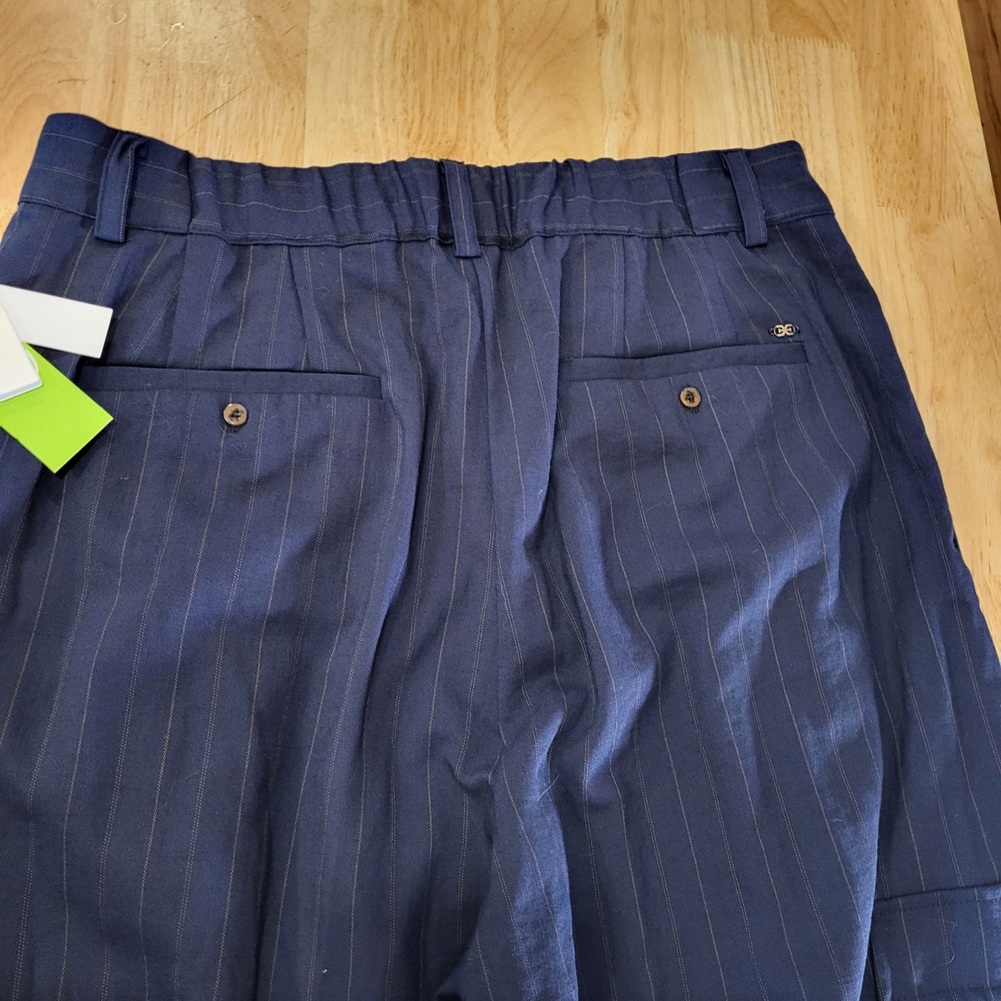 Sam Edelman Laila Pants Pinstripe Elastic Waist Pockets Viscos Nylon Size 16