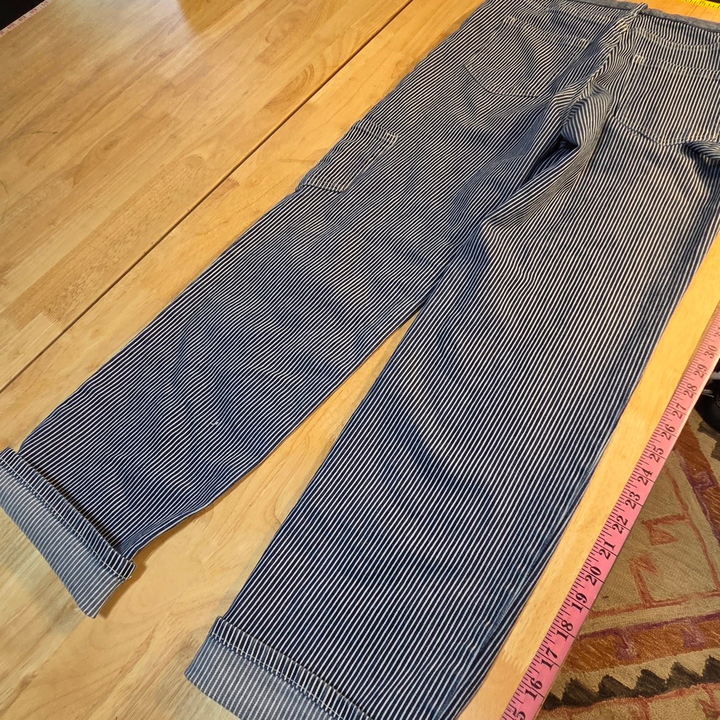 Glassons Denim Conductor Jeans Striped White Blue Carpenter Size 8