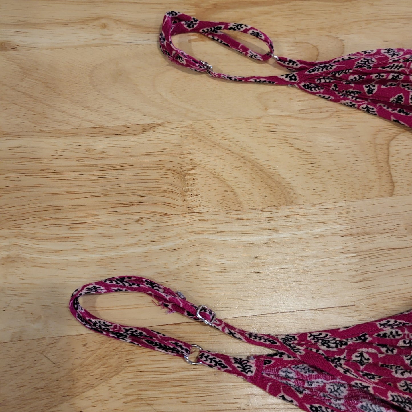 Band Gypsies Pink Floral Hi-Lo Slit Ruffle Spaghetti Strap Dress 17" p2p