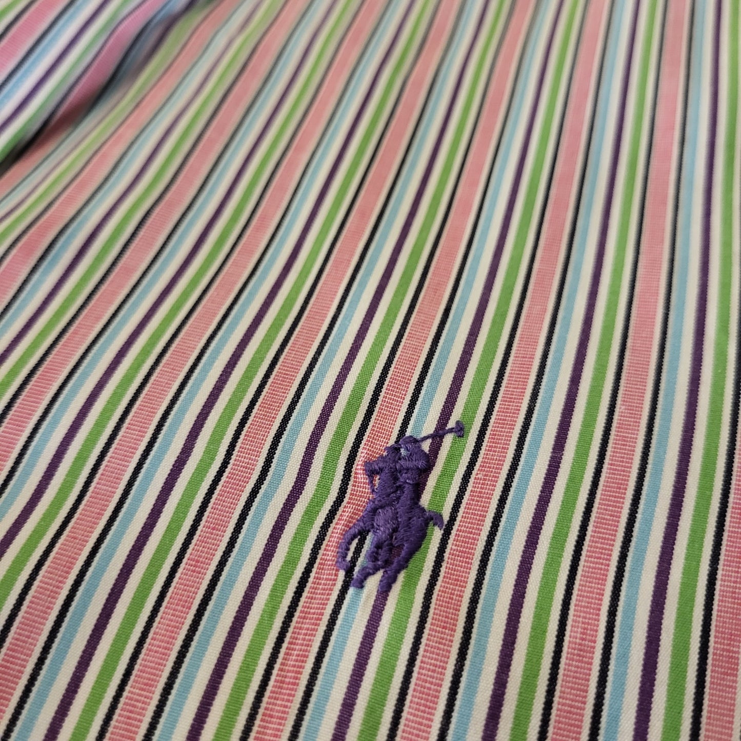 Ralph Lauren Pink Colorful Striped Button Down Collared Shirt Size 15 32/33