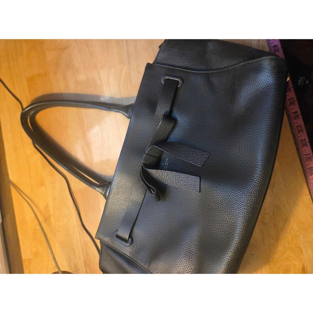 Large Kate Spade leather purse bow detail black pebbled
