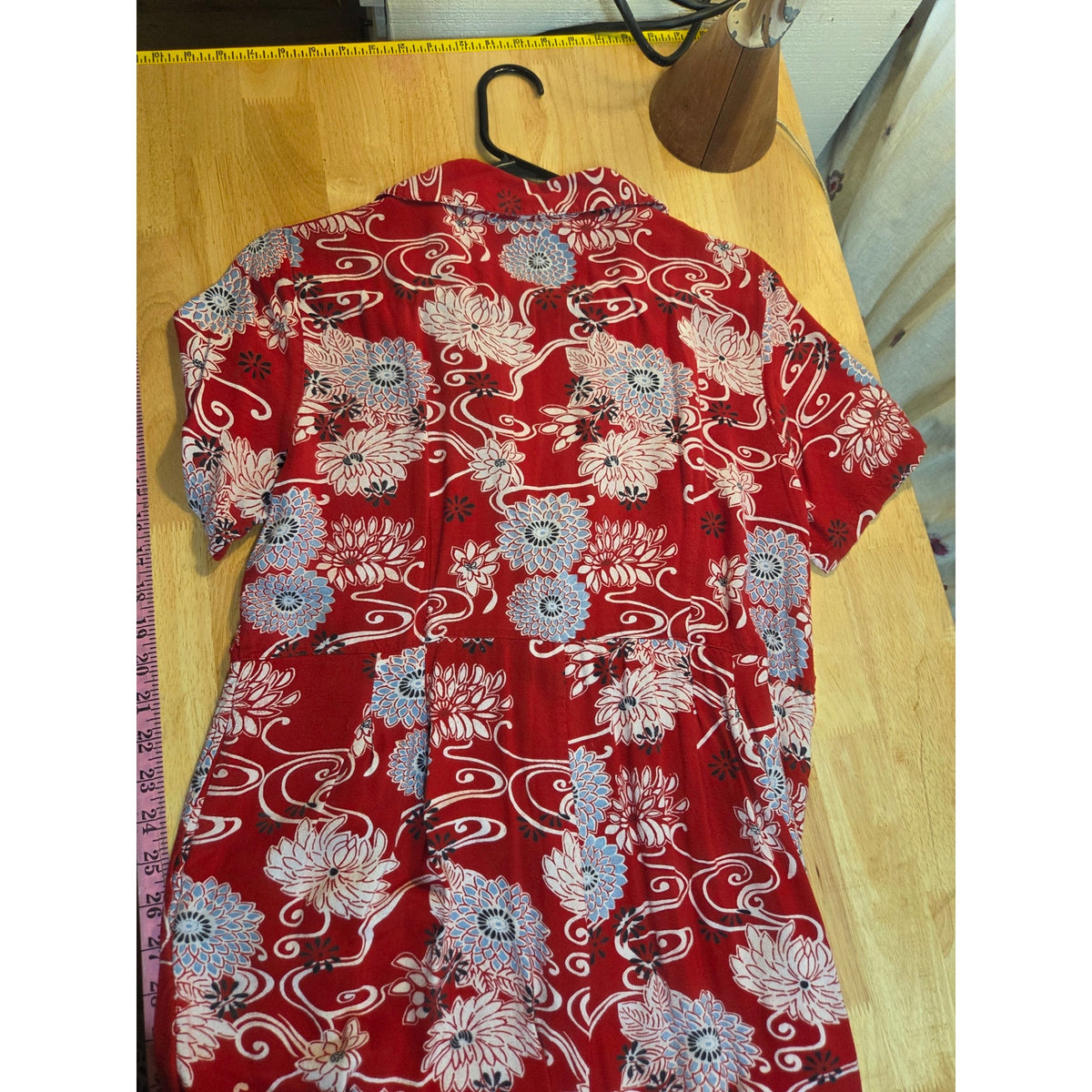 Bedford Fair petite large red floral print short sleeve collared button jumpsuit