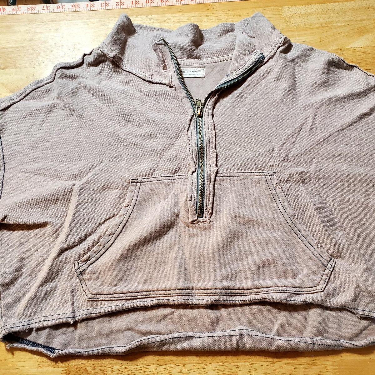 Free People cropped Dusty Rose long sleeve mock neck quarter zip small Jersey