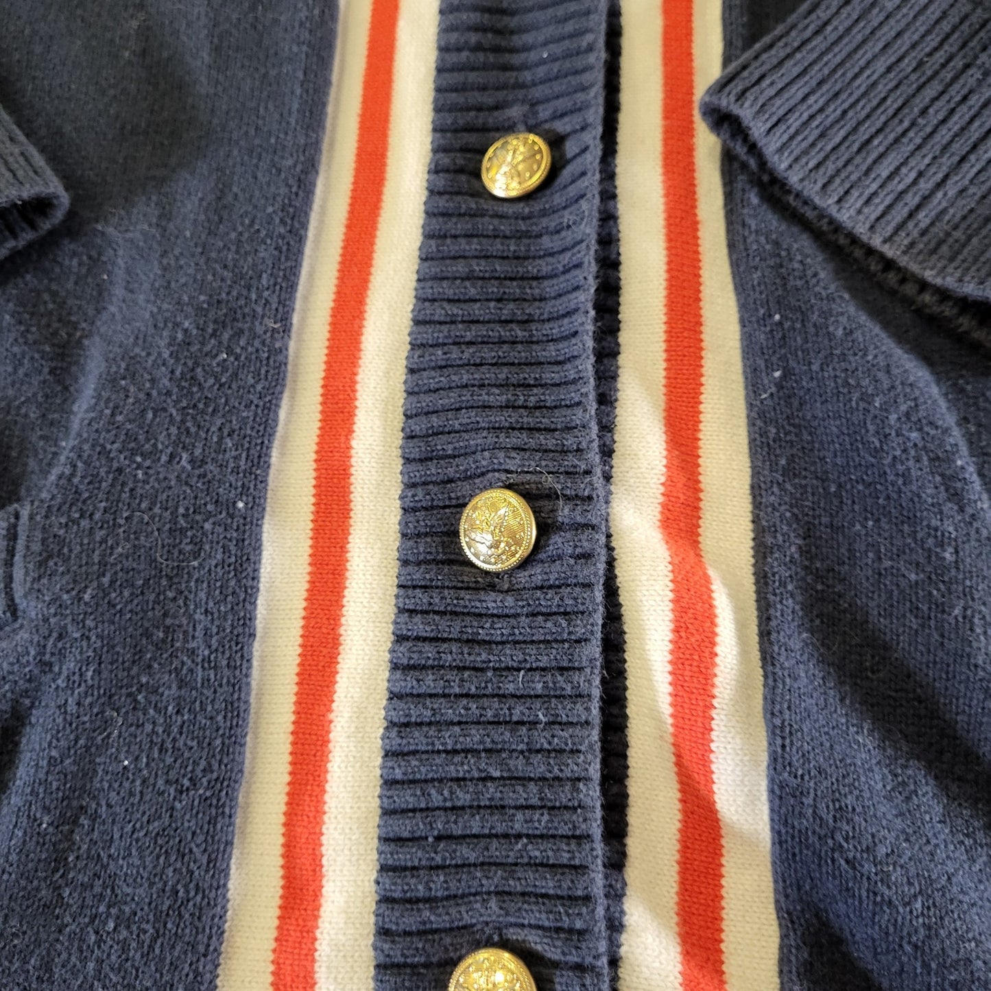 Tommy Hilfiger Collegiate Cardigan Monogram  Red Stripe Blue Gold Button L