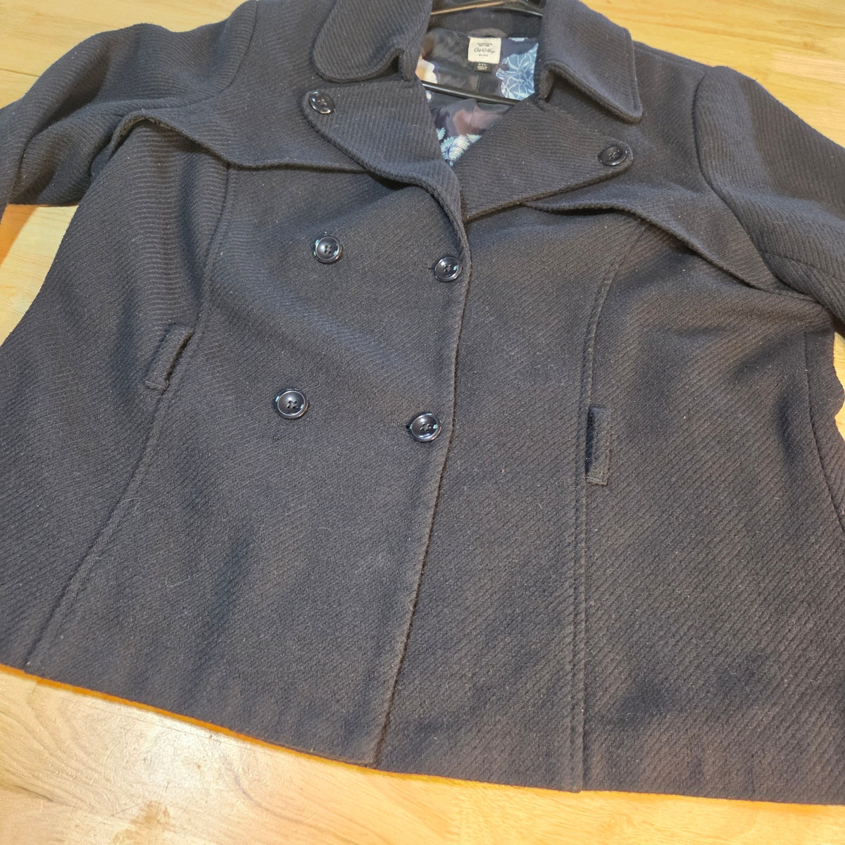Old Navy xxl recycled wool blend peacoat black big buttons classic style