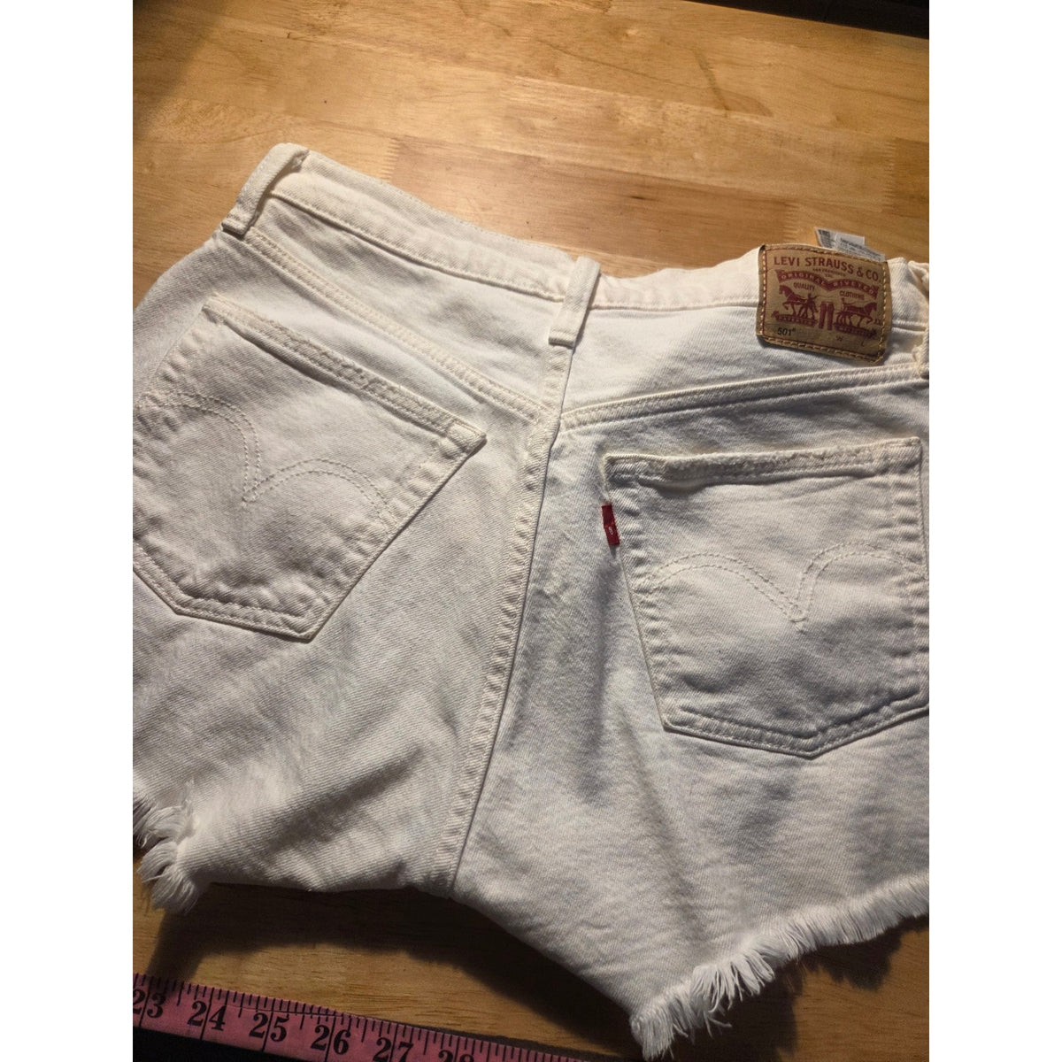 Levi's white cut off denim jeans shorts 27 w