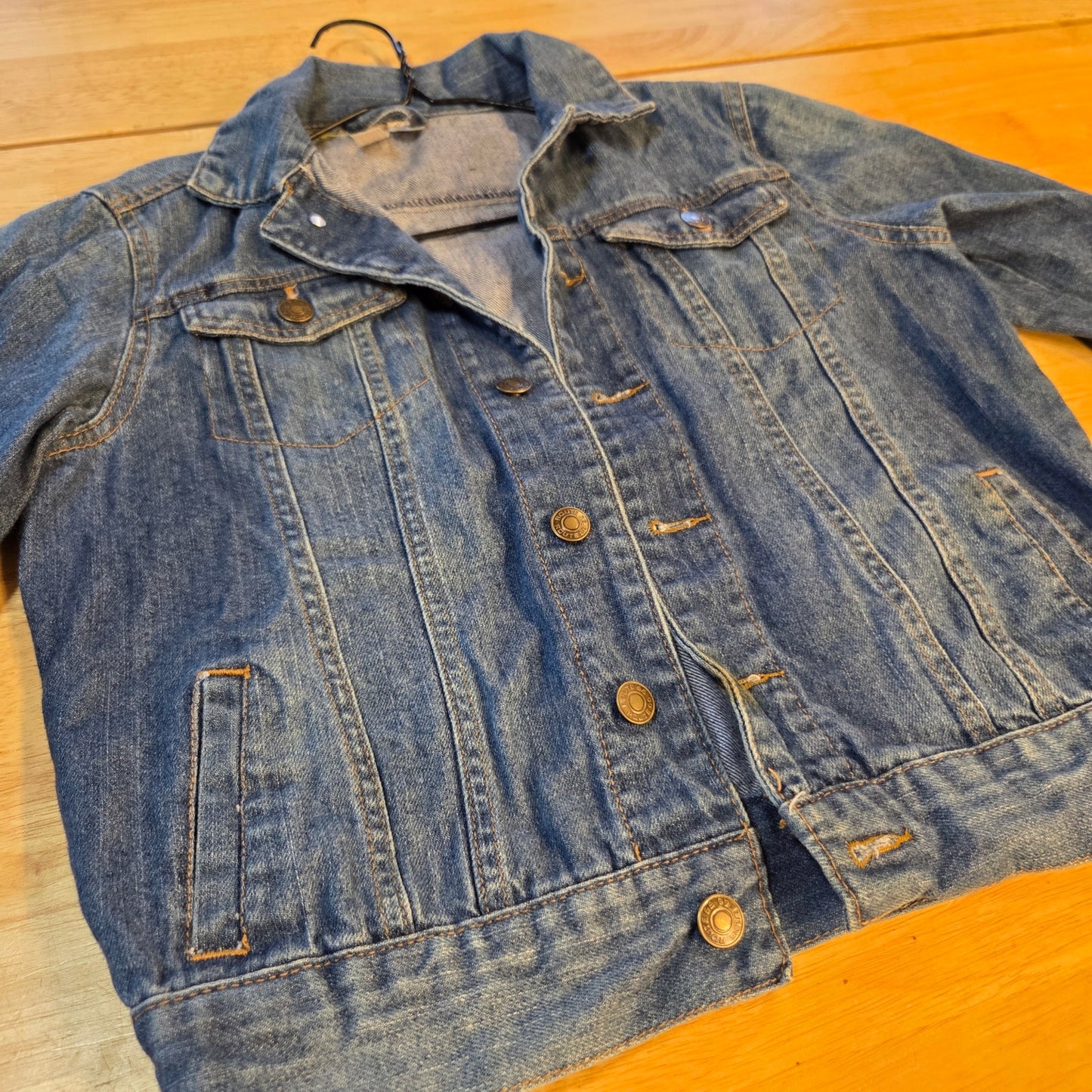 Route 66 Kids Denim Jean Jacket Size 10/12 Pockets Buttons 18" P2P