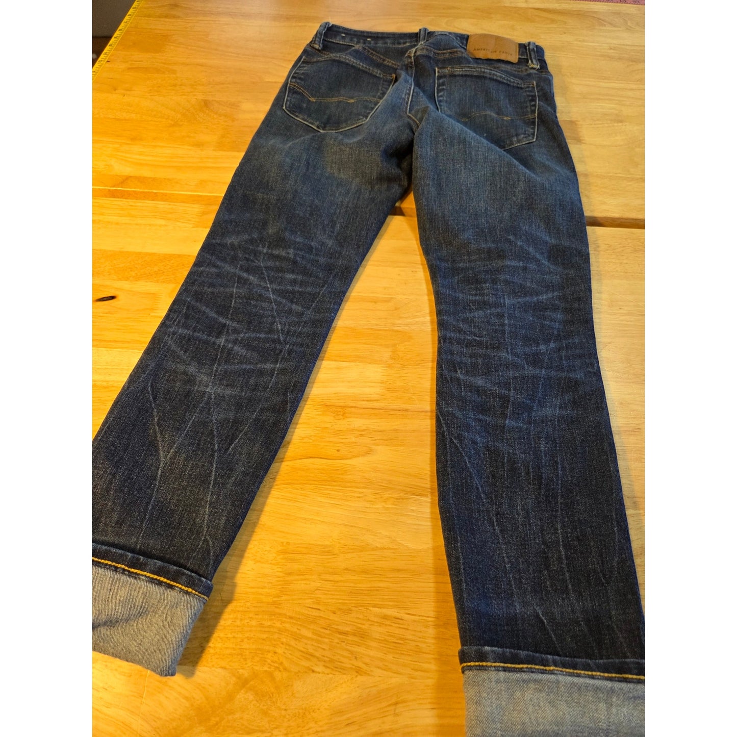 American Eagle 28x30 next level airflex skinny medium dark wash distressed jeans