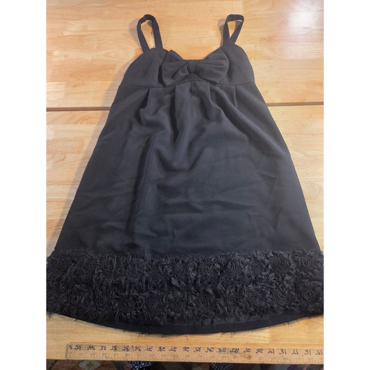 Sara Campbell Little Black Dress Adjustable Straps Floral Detail Size 6