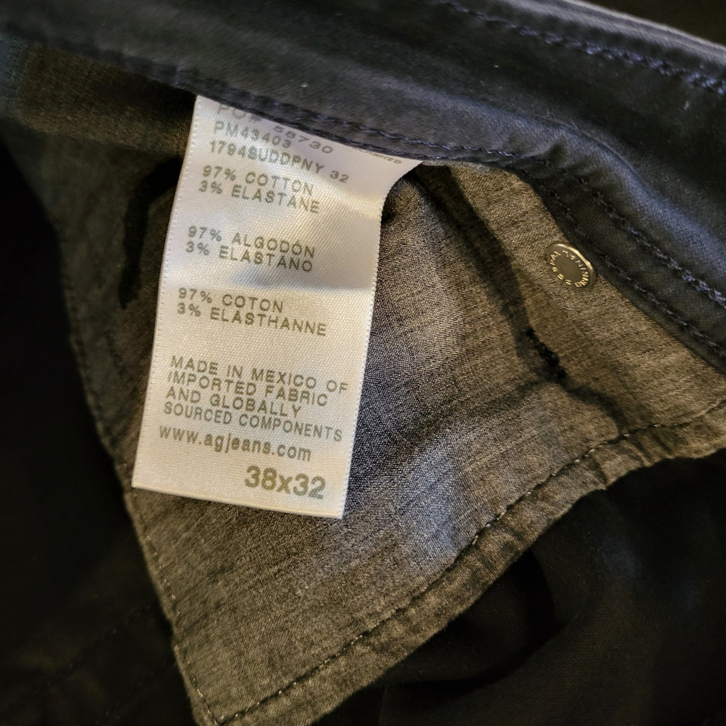 AG Adriano Goldschmied Everett Slim Straight Black 38x32 Jeans