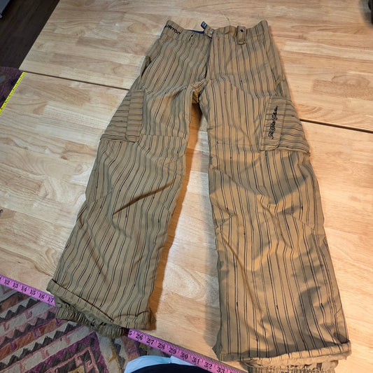 Burton Sean White Collection khaki pinstripe kids snowboard pants large pockets