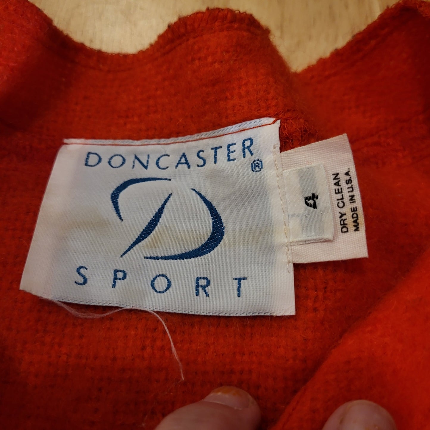 Vintage Doncaster 100% Wool Red Sweater Button Detail Size 4 21" P2P