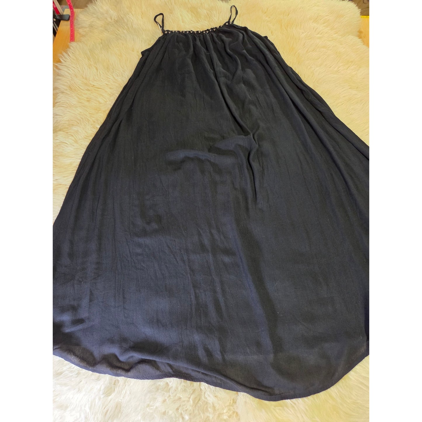 Maurice's Black Spaghetti Strap Dress Silver Studded Neckline Midi Large