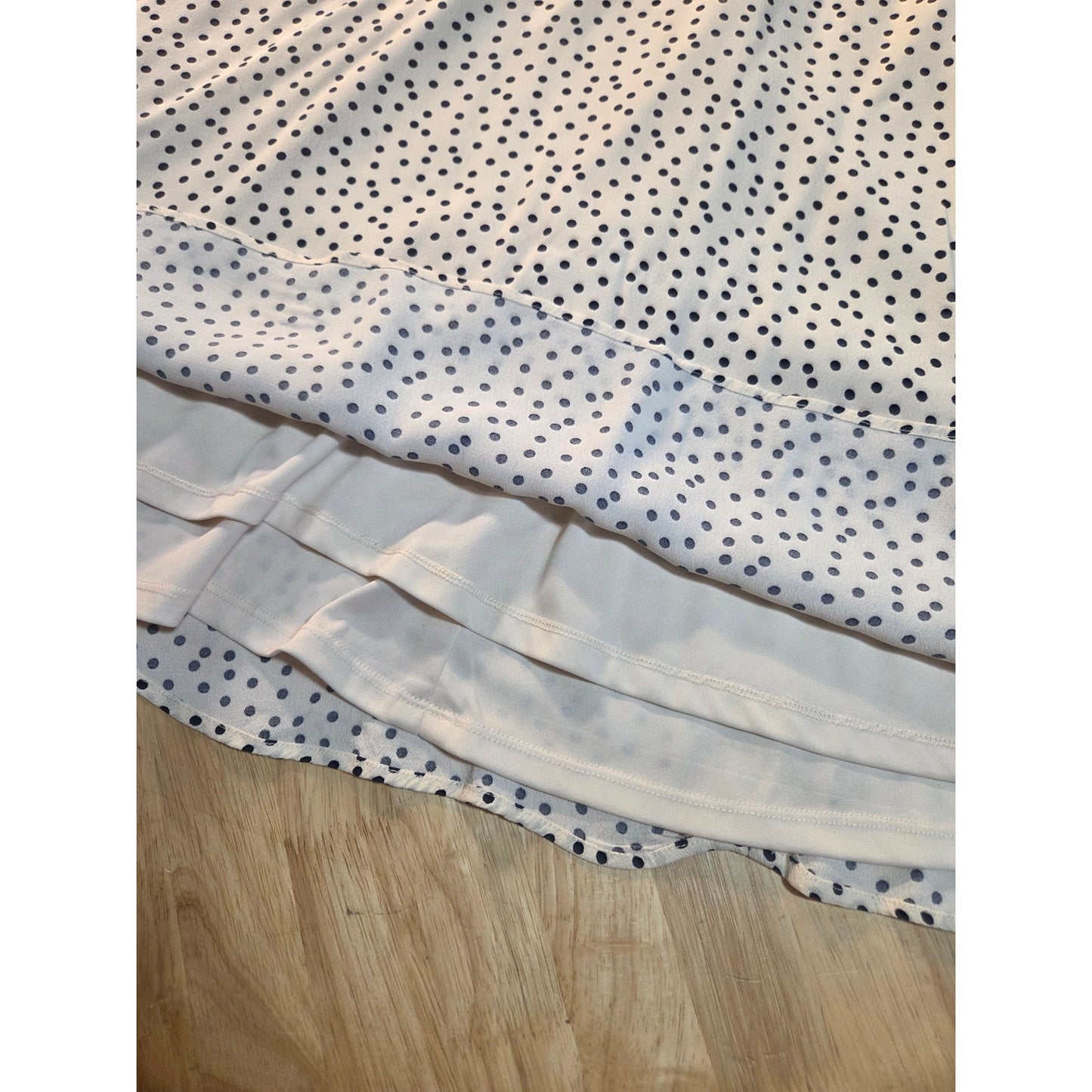 GB brand white polka dot flutter sleeve open back knee length dress size large