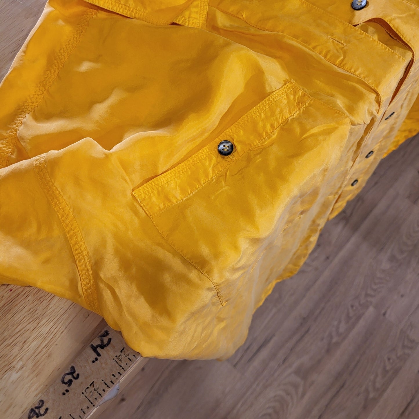 Vintage Louise Paris Mustard Yellow 100% Silk Collared Button Down Small
