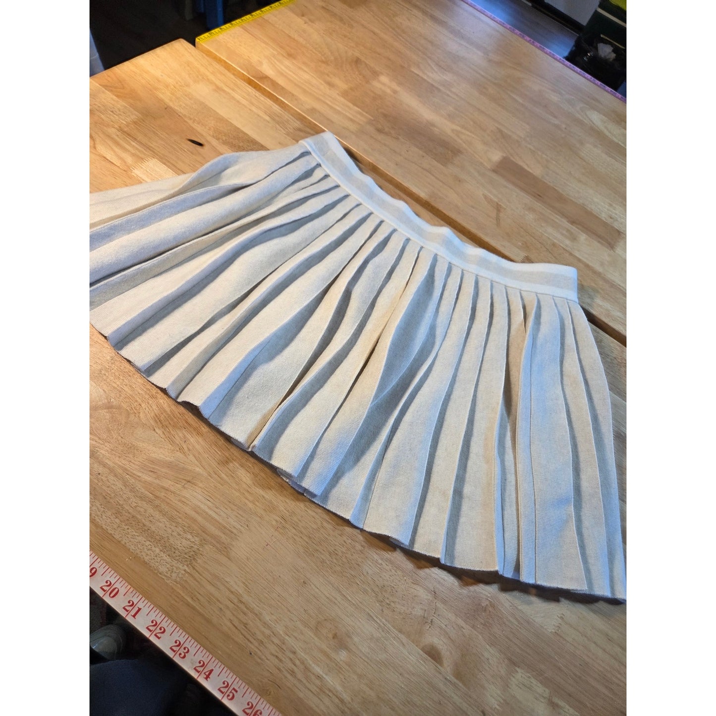 NWT Aerie knit pleaded tennis skirt khaki white stripe contrast extra large