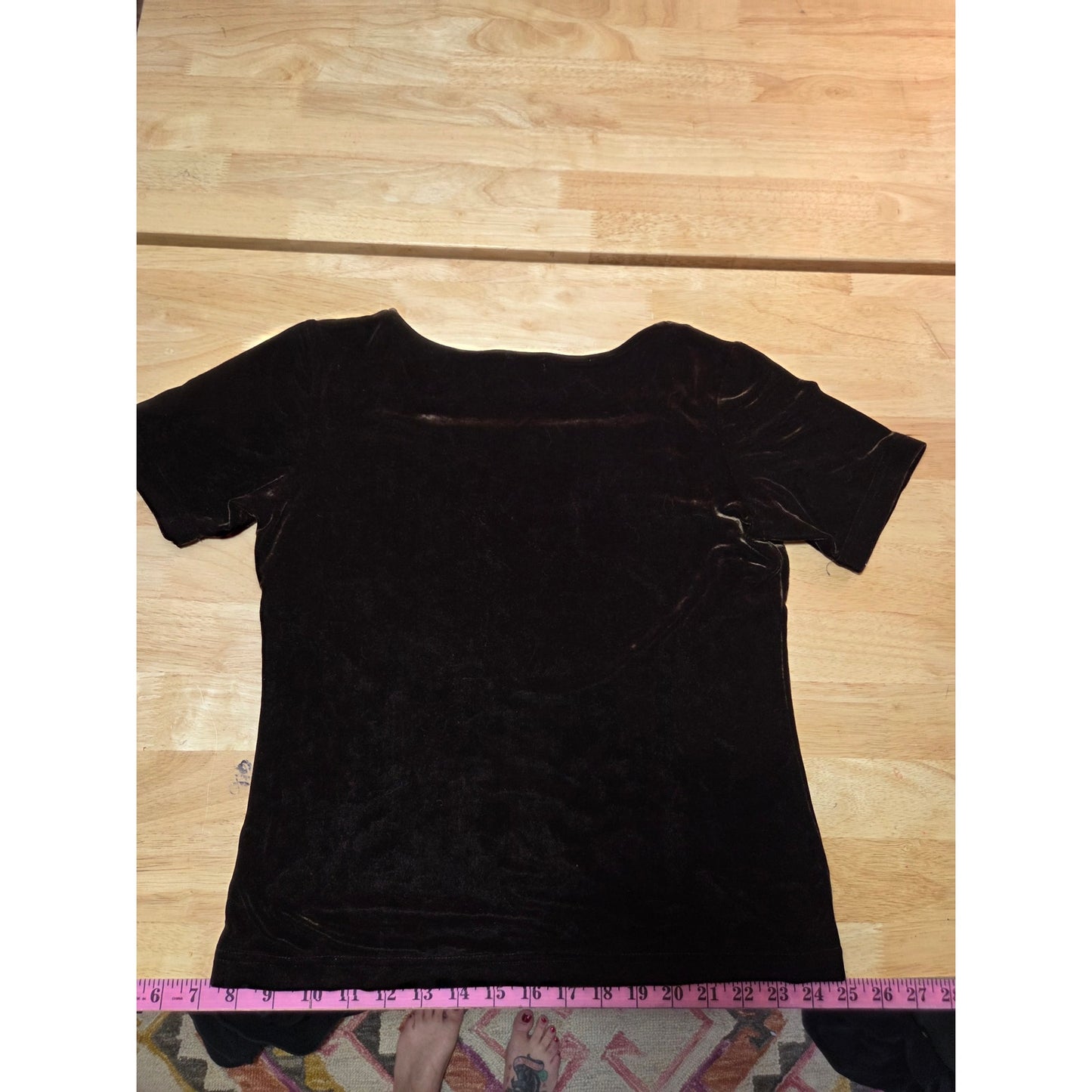 Nordstrom Intimates Brown velvet cap sleeve blouse large 19" p2p