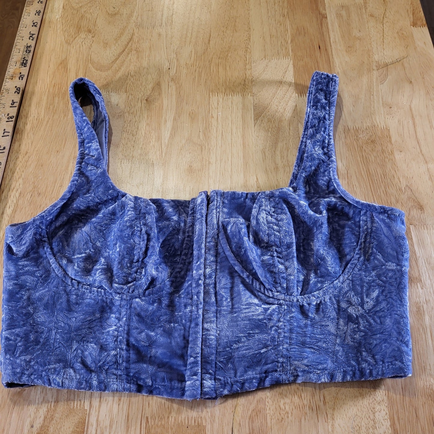 NWT Wild Fable Periwinkle Blue Velvet Stretch Corset Top Sleeveless Large