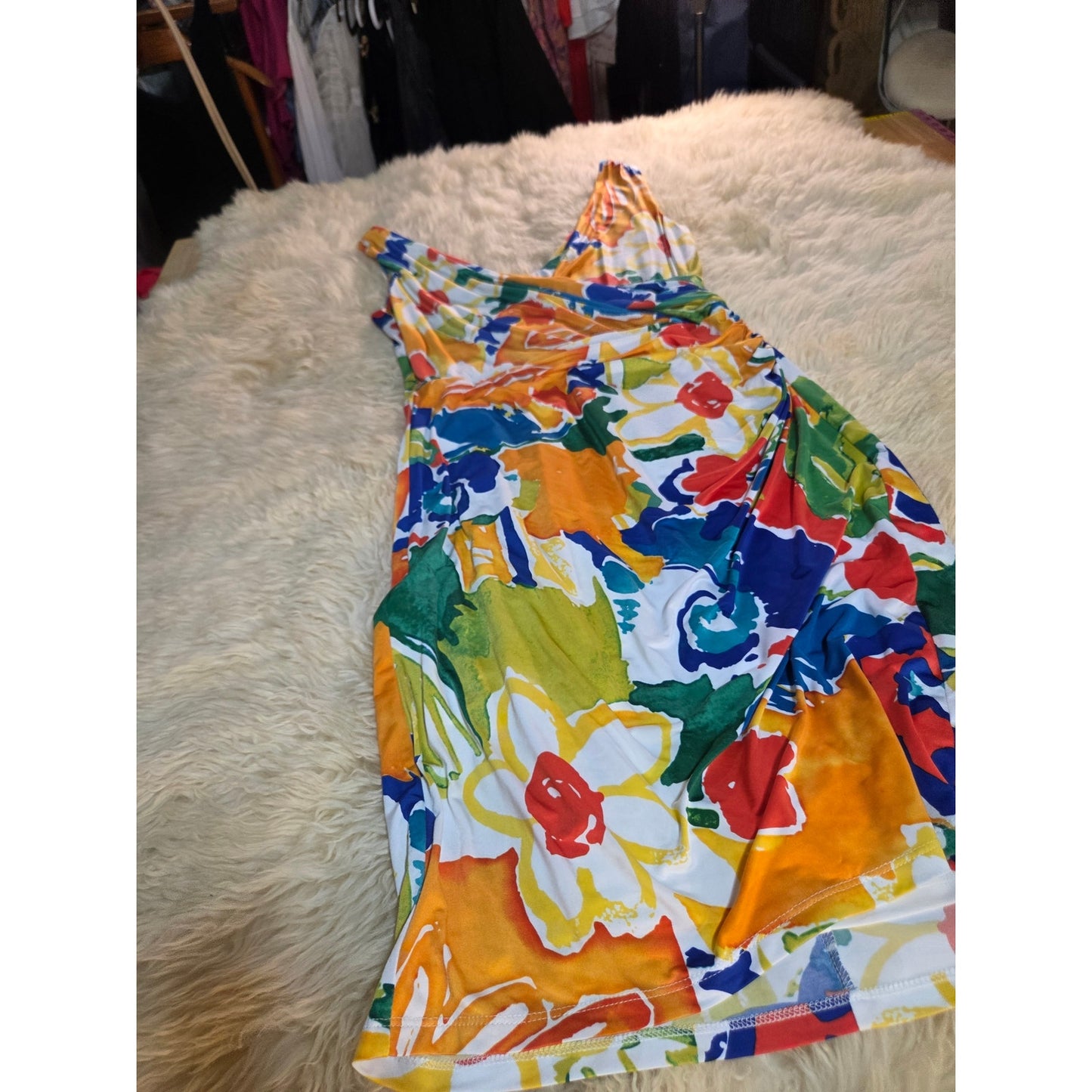 Ralph Lauren colorful sleeveless bodycon dress double line knit size 10 18* p2p
