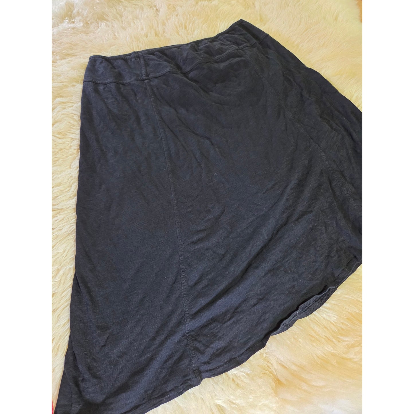 Prana black jersey knit asymmetrical t-shirt skirt Shin length black XL