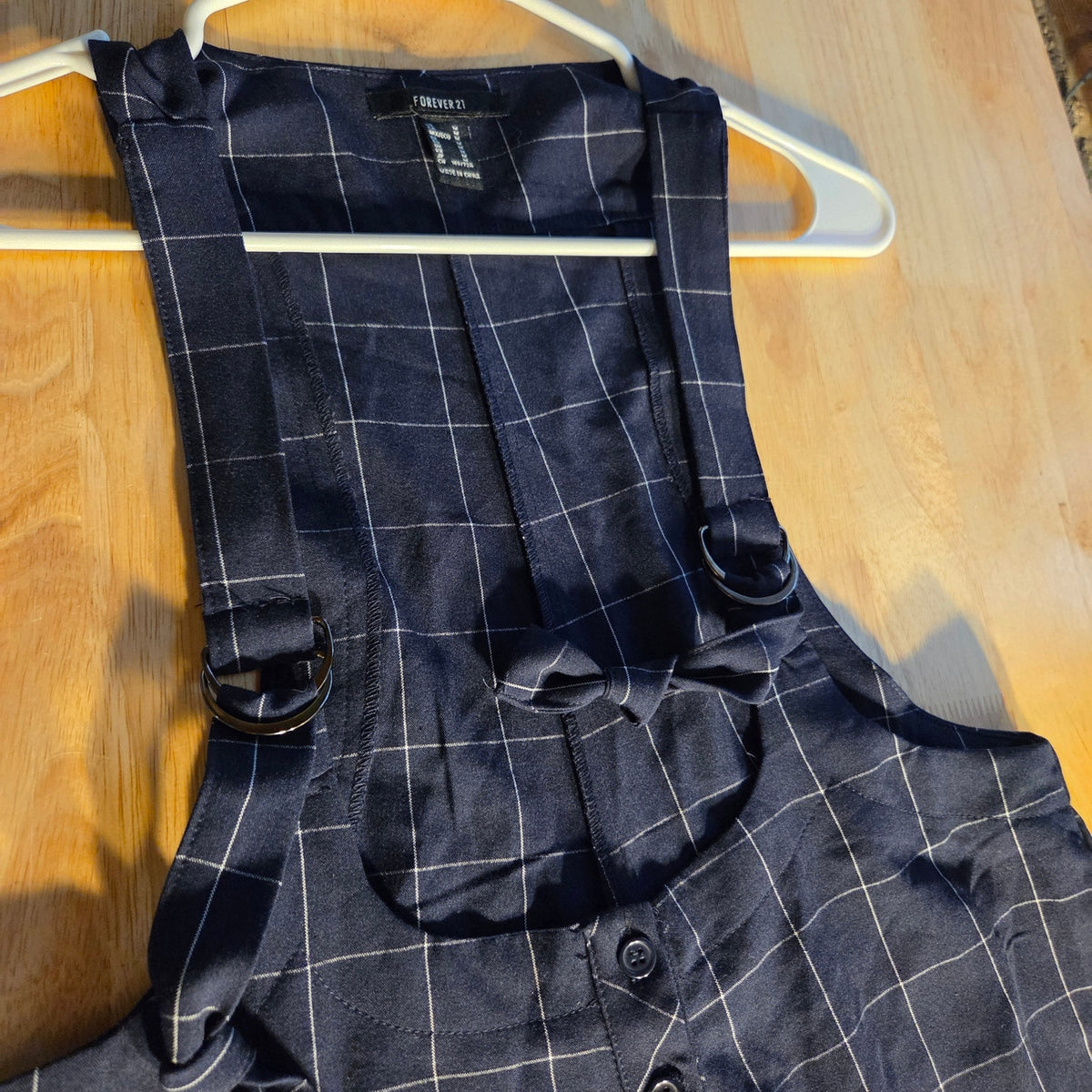 Forever 21 black plaid overall dress pants size medium office siren
