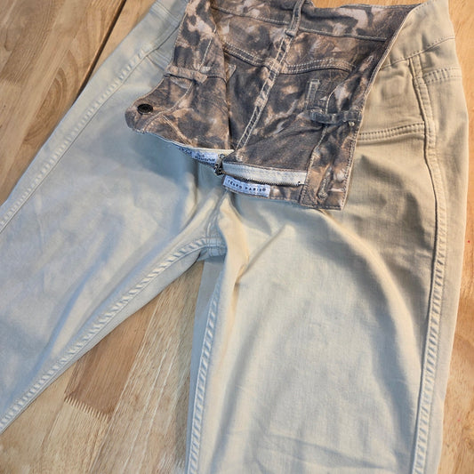 Tempo Paris Cotton Blend XL/42 Reversable Khaki Animal Print Straight Leg Pants