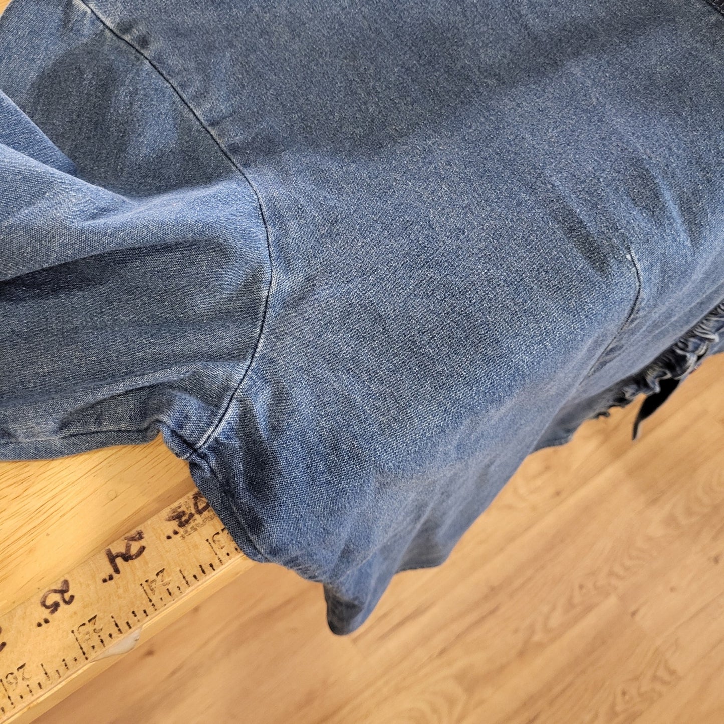 Van Heusen Denim Collared Button Down Cotton Ruffle Detail Medium Stretch