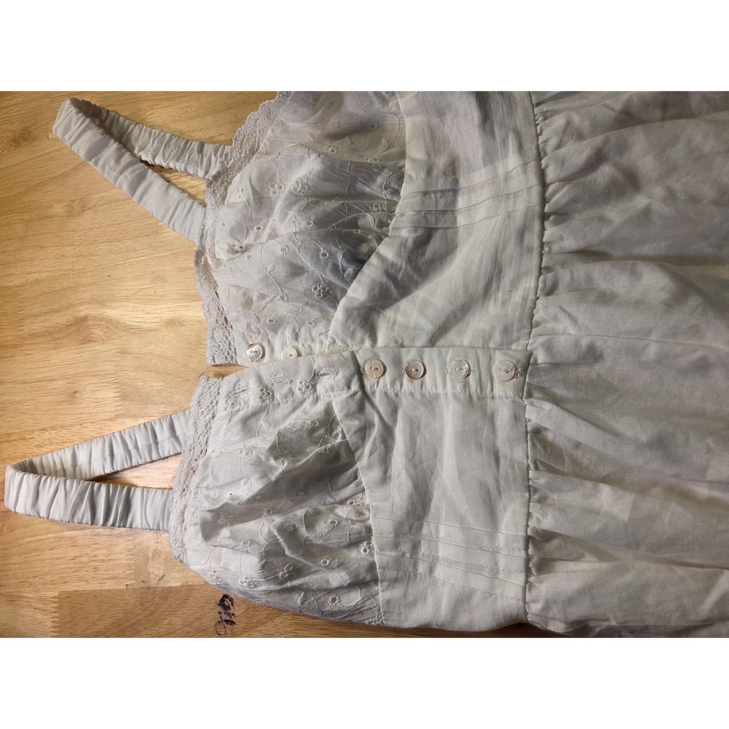 NWT Blush white cotton eyelid dress elasticated stretch back sleeveless M
