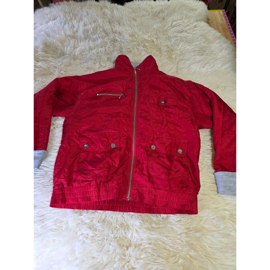 Vintage Silk Saint John's Bay SILK red Wind Breaker waffle Heather cuff P Small