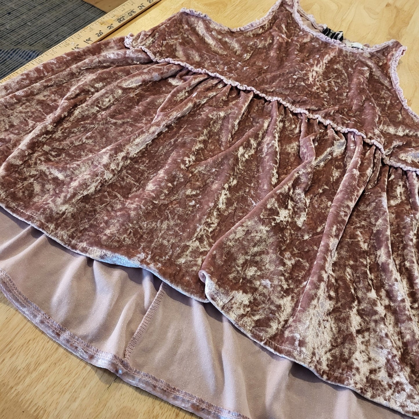 POL Pink Crushed Velvet Tank Mini Dress Zip Back Detail Empire Waist L