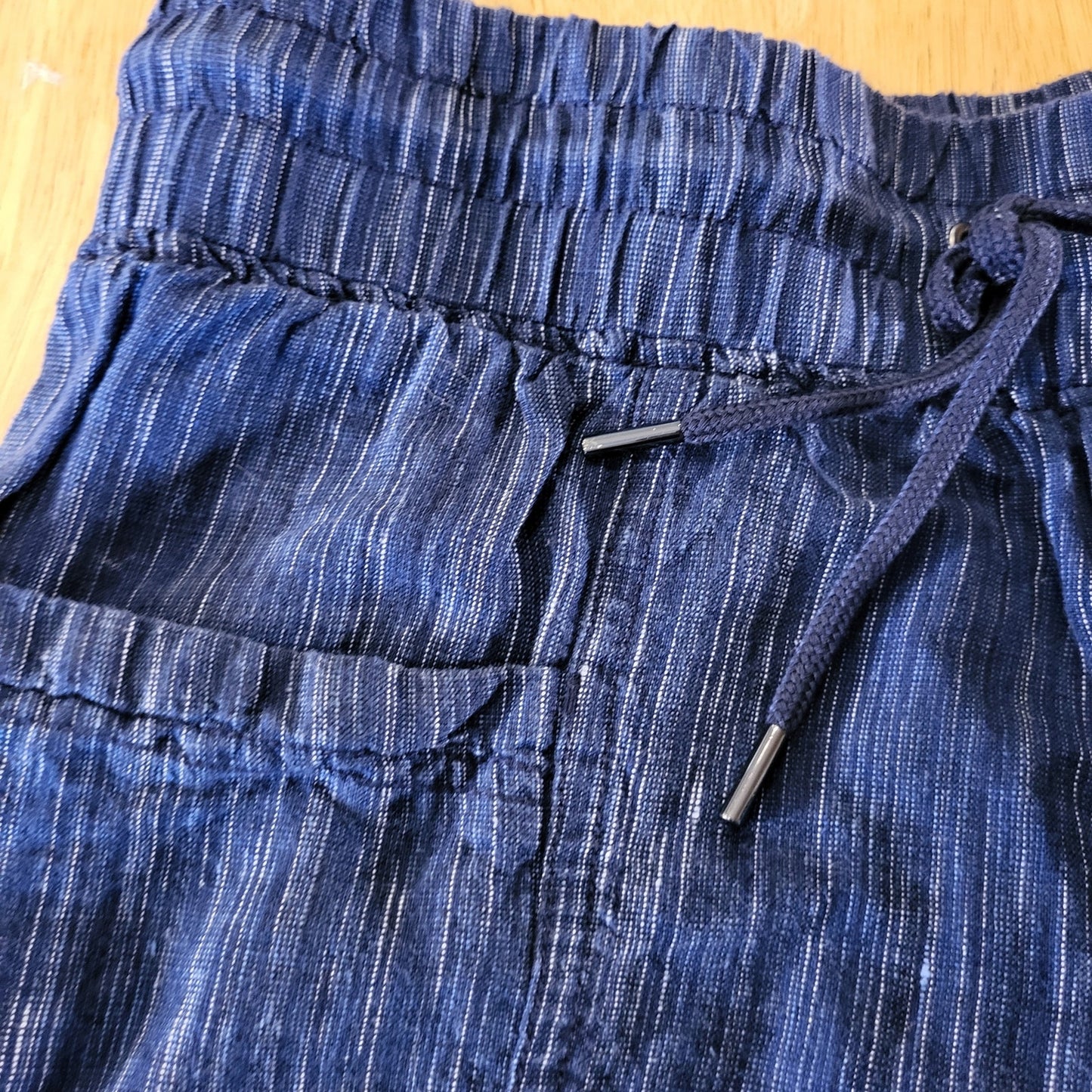 Athleta Blue Cotton Elastic Waist Shorts Pockets Medium 32" Waist