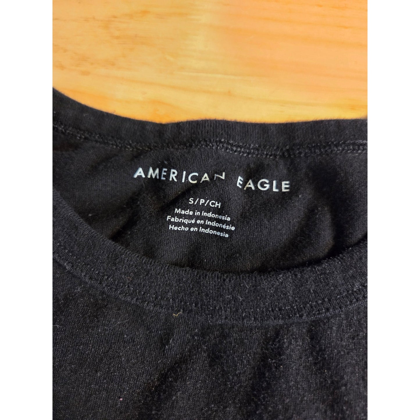 Vintage American Eagle black T-shirt front and back logo black on black small