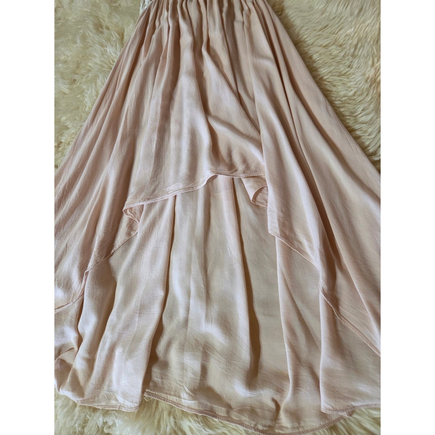 Millau rayon blend pink Satin dress crochet top tank sleeveless medium
