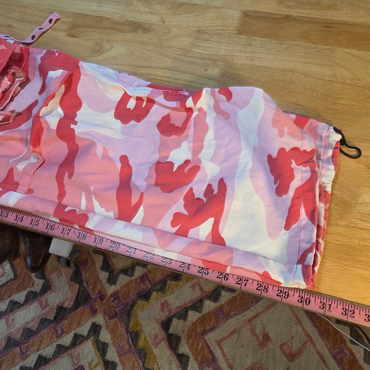 Riflessi pink camouflage Raver pants bondage straps wide leg adjustable 2XL