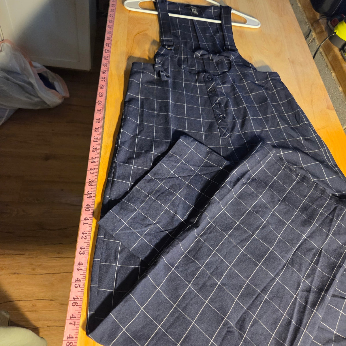 Forever 21 black plaid overall dress pants size medium office siren